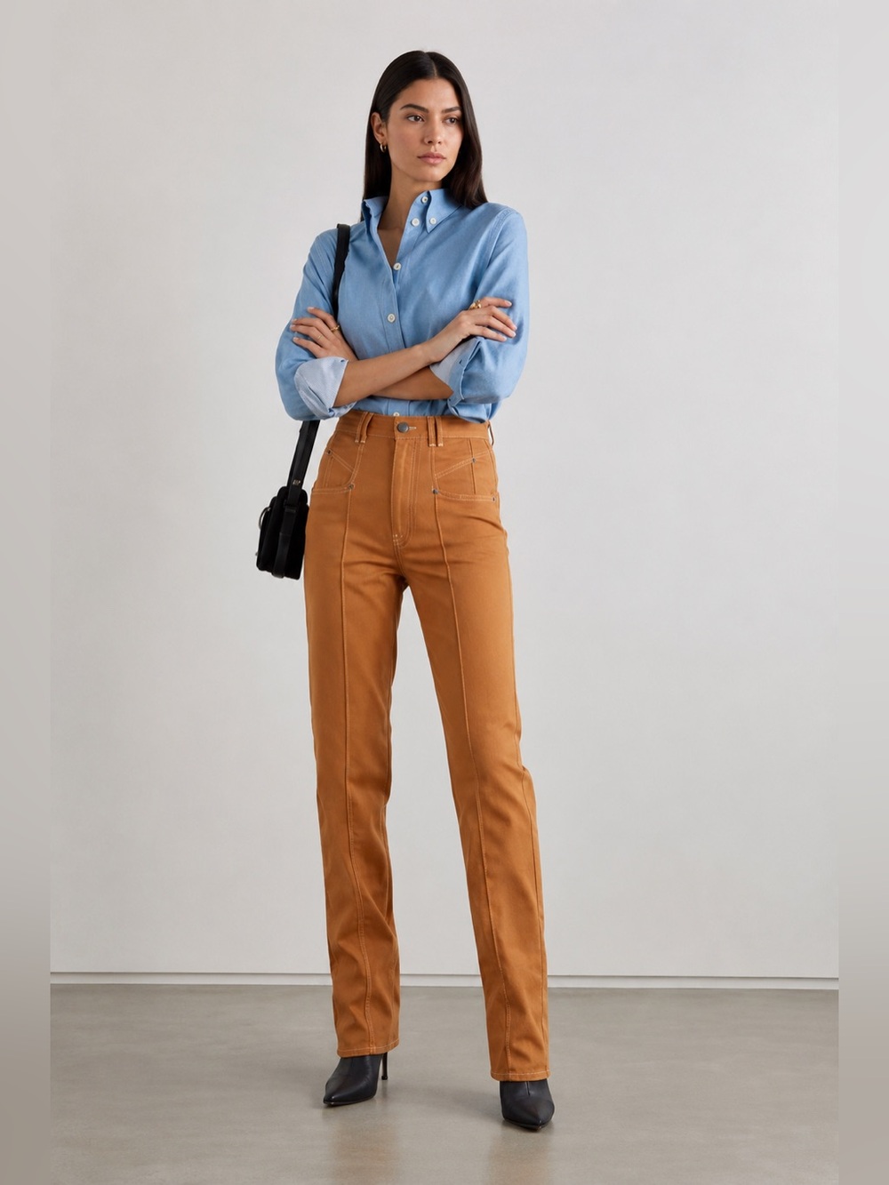 New! Isabel Marant Pantalon Lirokae Terracotta Straight Pants Quiet Luxury🧡 S